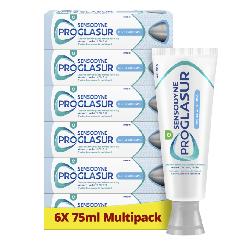 Sensodyne Proglasur gentle whitening dagelijkse tandpasta bij tanderosie 6 x75 ML