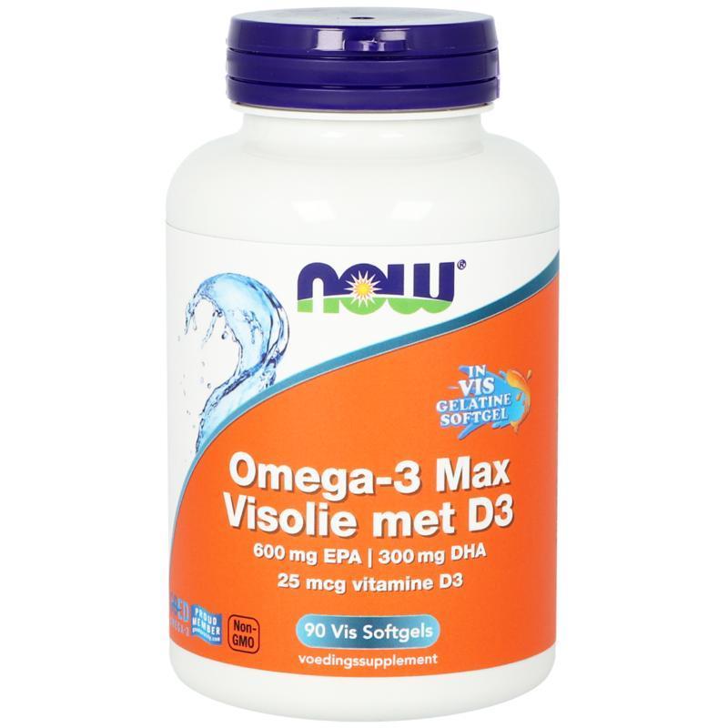 Now Omega-3 max visolie met d3 epa dha 90 Softgels