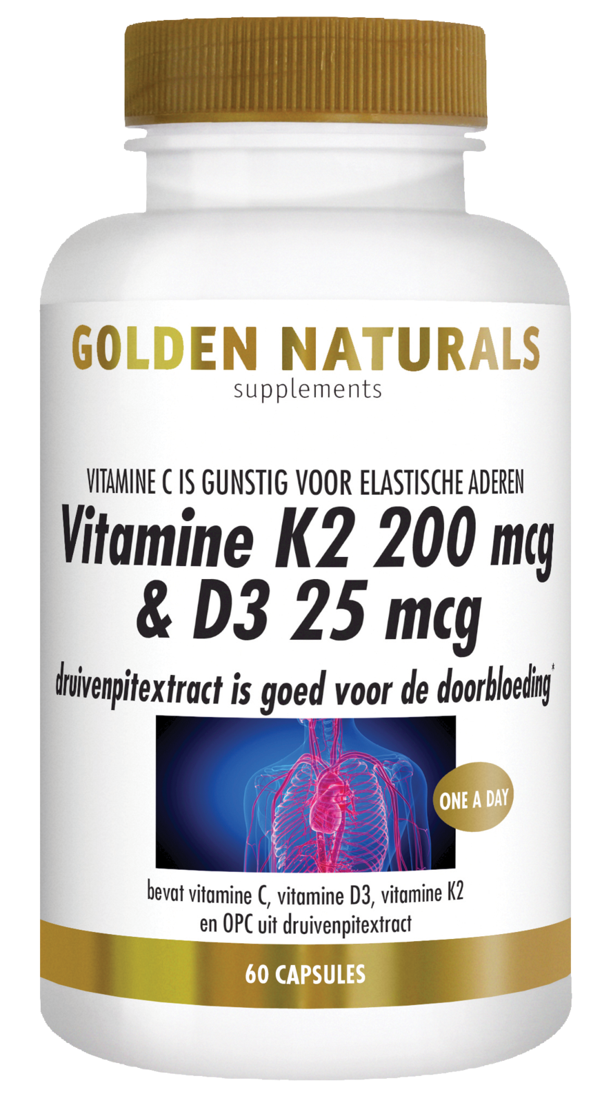 Golden Naturals Vitamine K2 200mcg & D3 25mcg Capsules