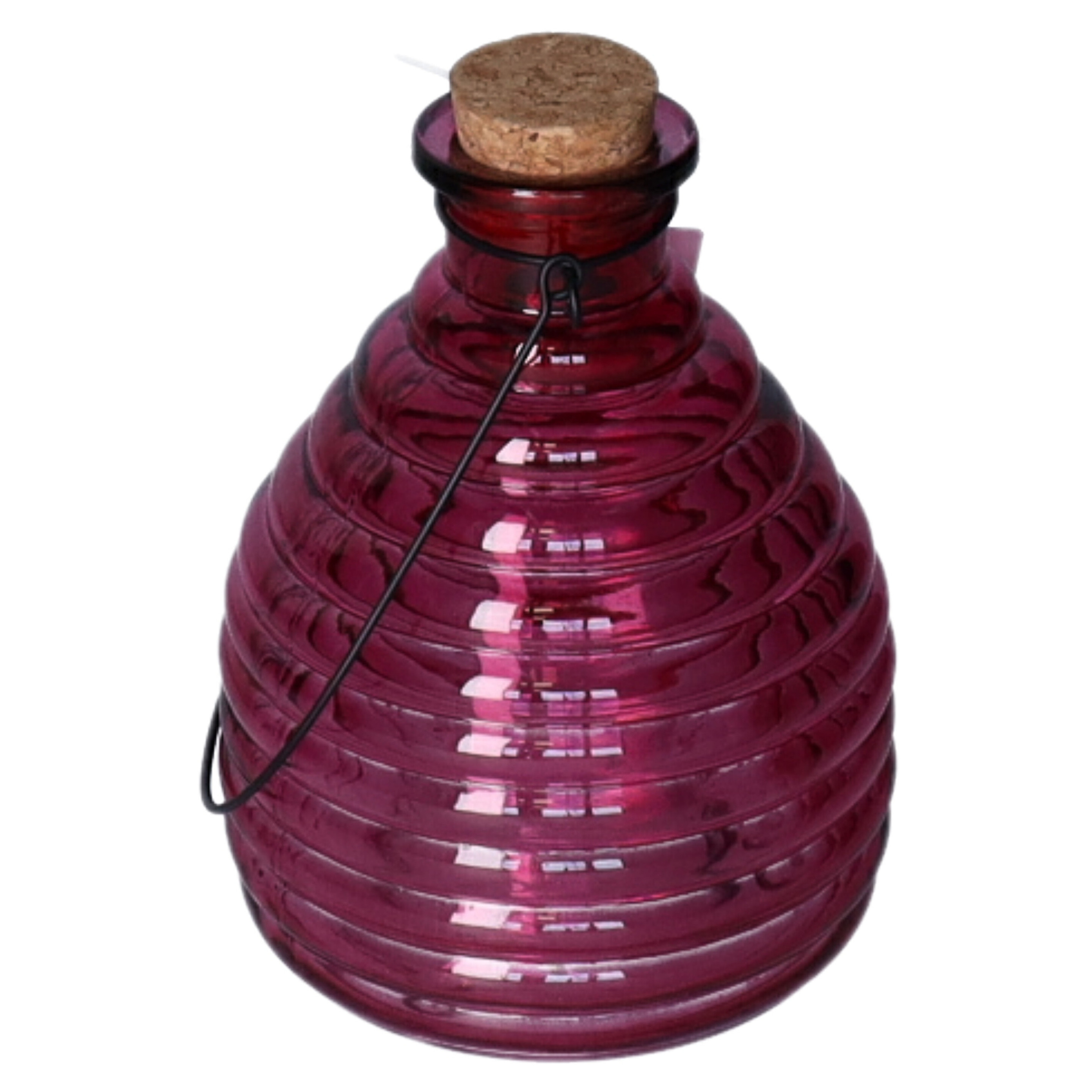Luance Wespenvanger/wespenval met hengsel - glas - rood - D13 x H17 cm -