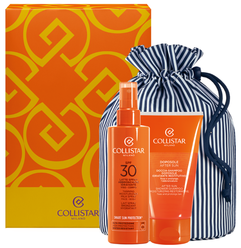Collistar Tanning moisturizing milk spray spf 30 200 ml + aftersun shower shampoo 150 ml + sun pouch 200 +150 ML