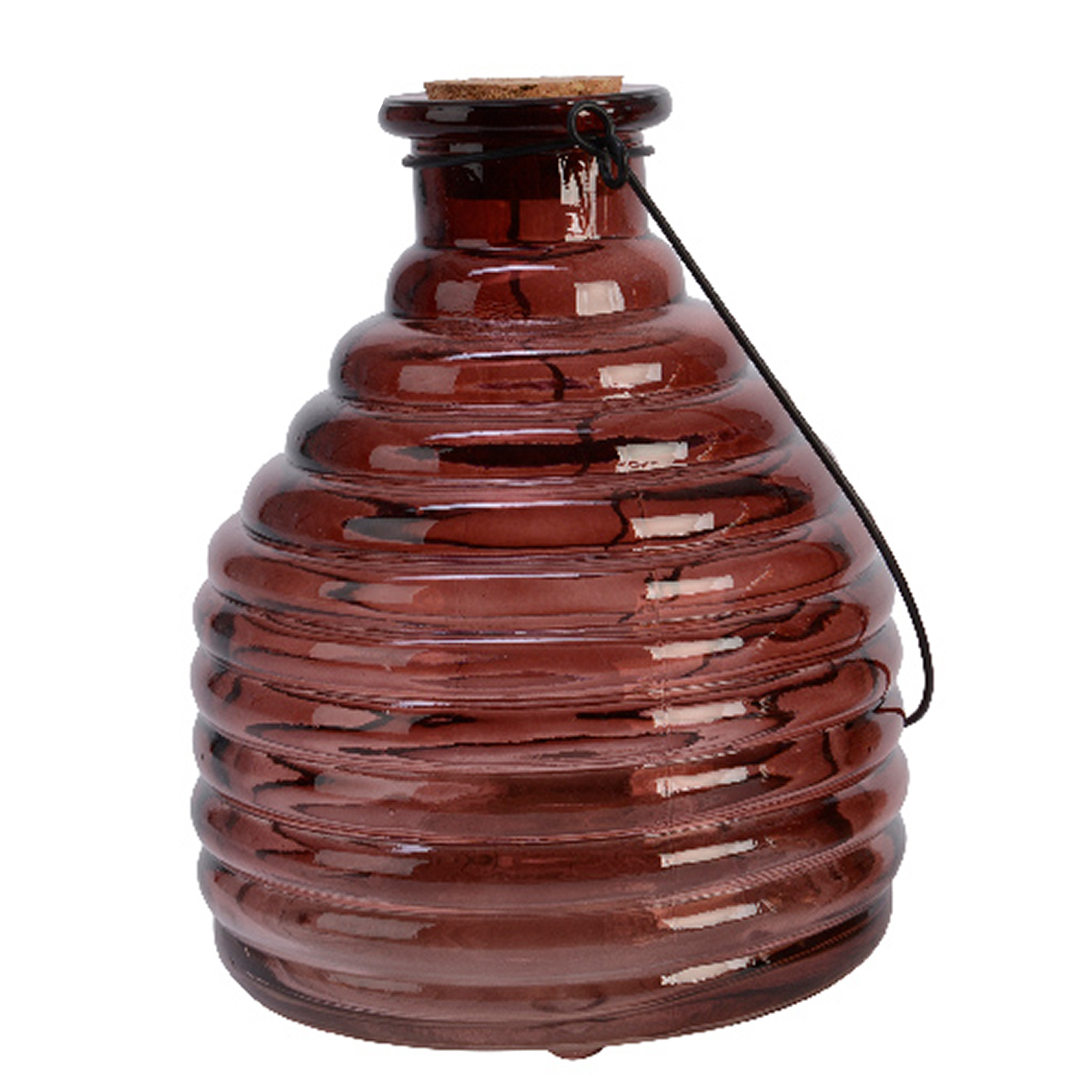 Decoris Wespenvanger/wespenval met hengsel - glas - donkerrood - D13 x H17 cm -