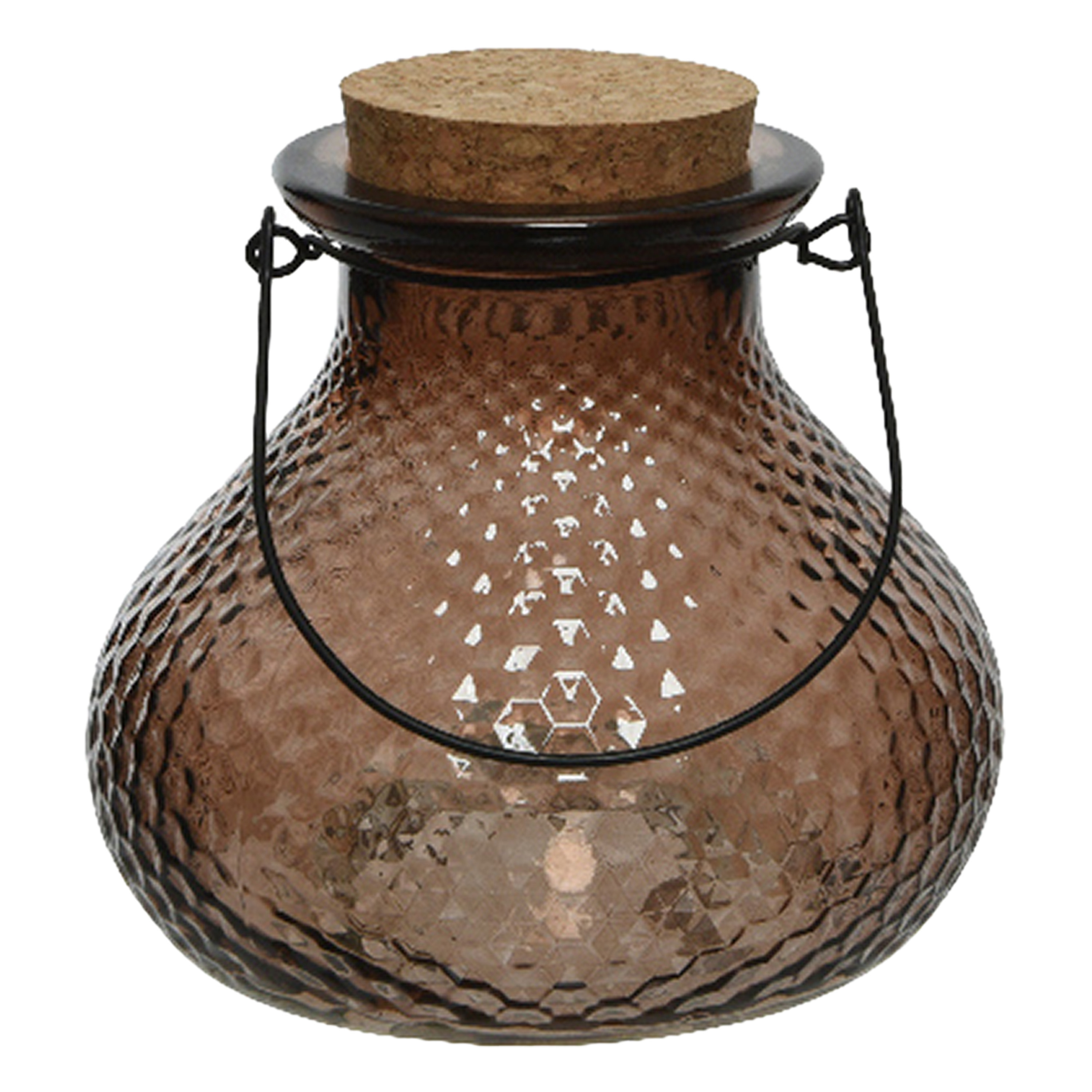 Decoris Wespenvanger/wespenval met hengsel - glas - donkerbruin - D14 x H13 cm -
