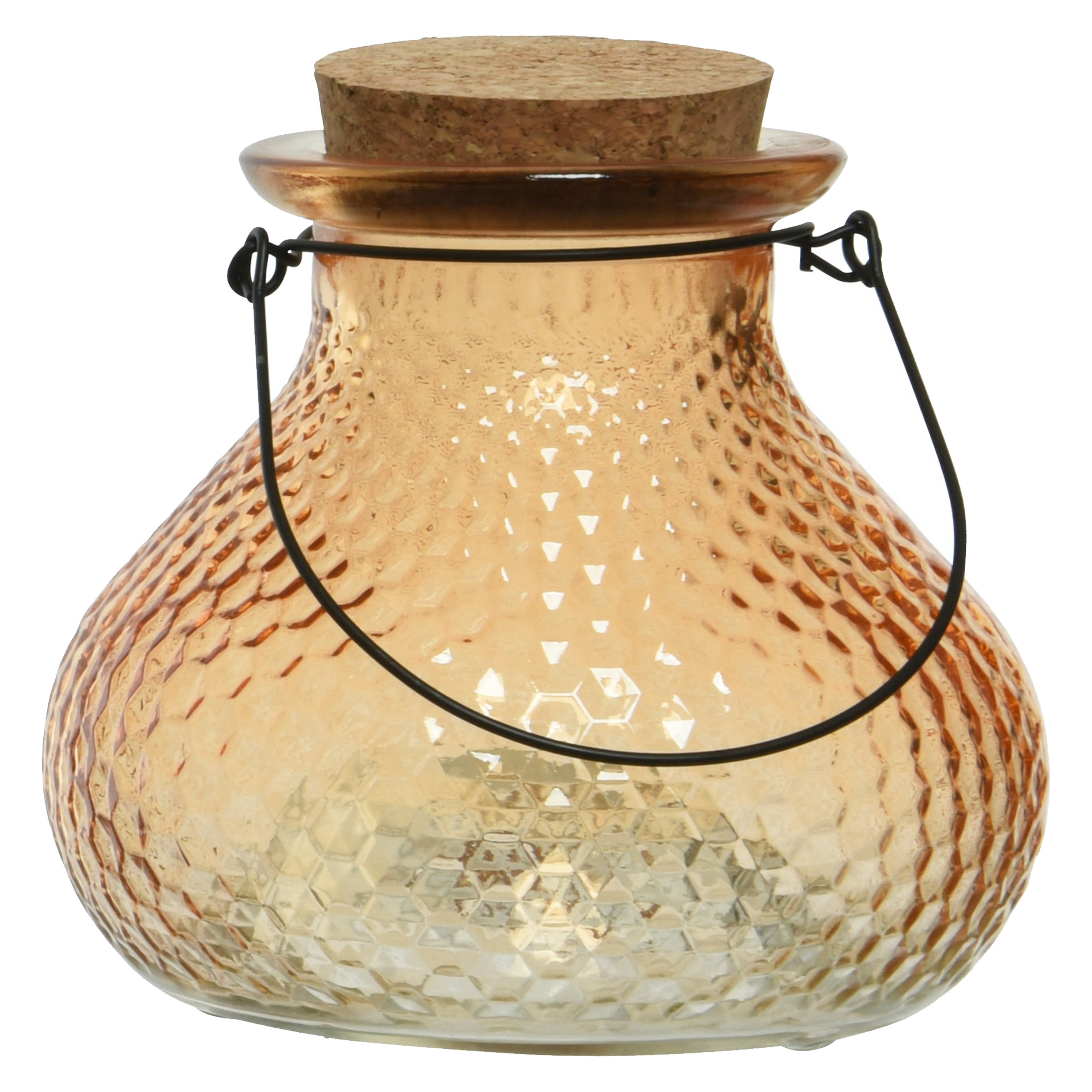 Decoris Wespenvanger/wespenval met hengsel - glas - perzik oranje - D14 x H13 cm -