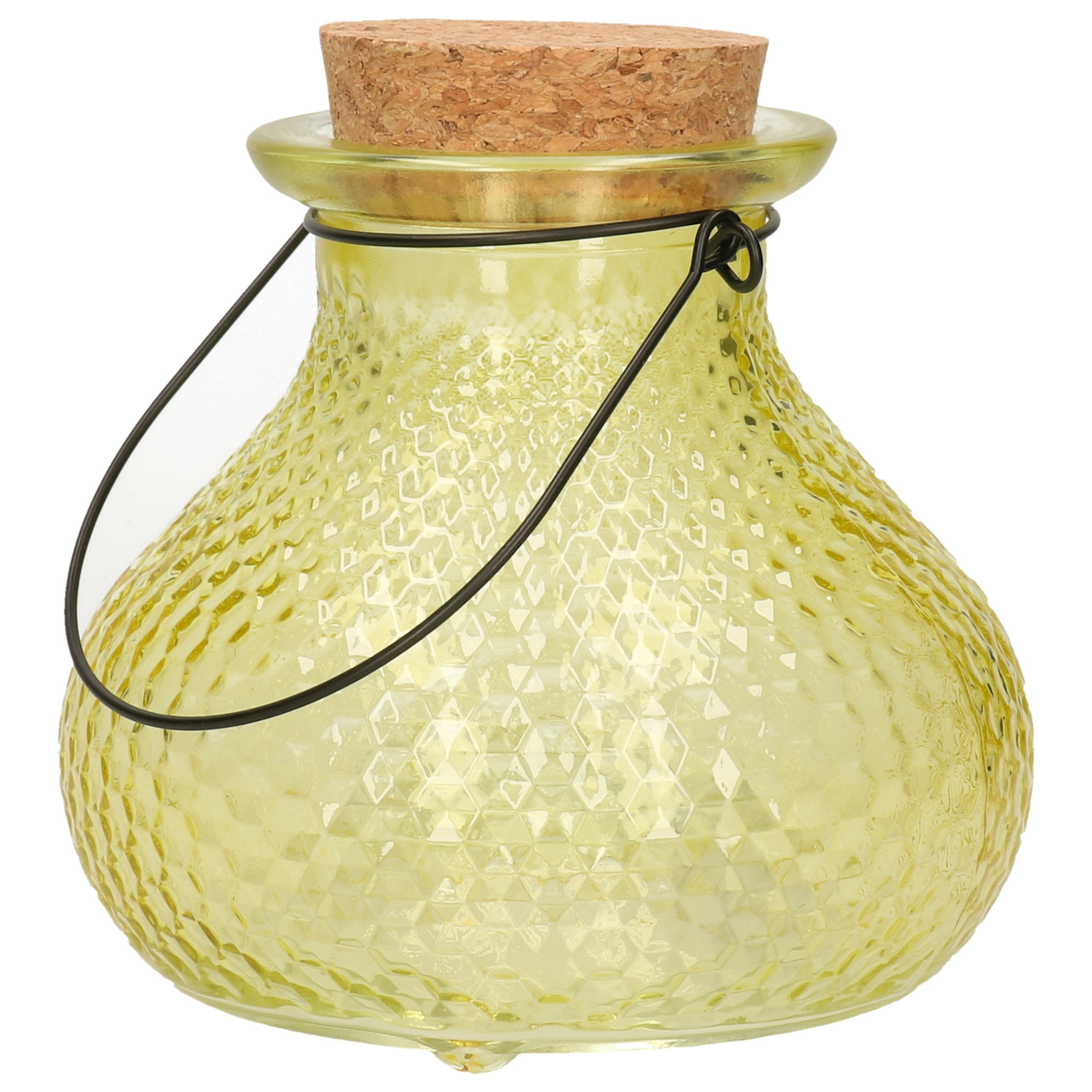 Decoris Wespenvanger/wespenval met hengsel - glas - saffraangeel - D14 x H13 cm -