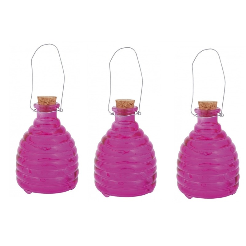 Merkloos 3x Wespenvanger roze 14 cm -
