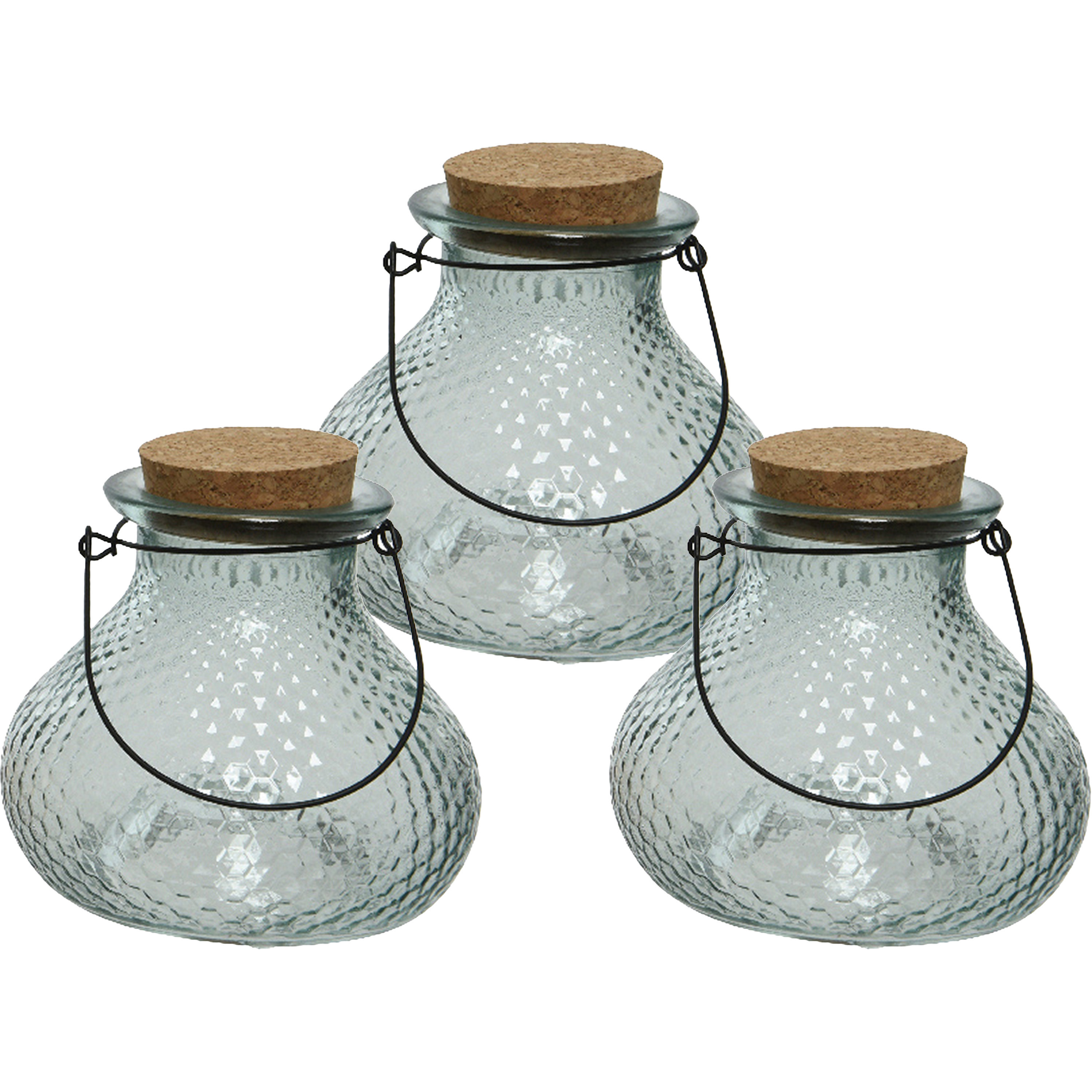 Decoris 3x wespenvanger/wespenval met hengsel - glas - ijsblauw - D14 x H13 cm -