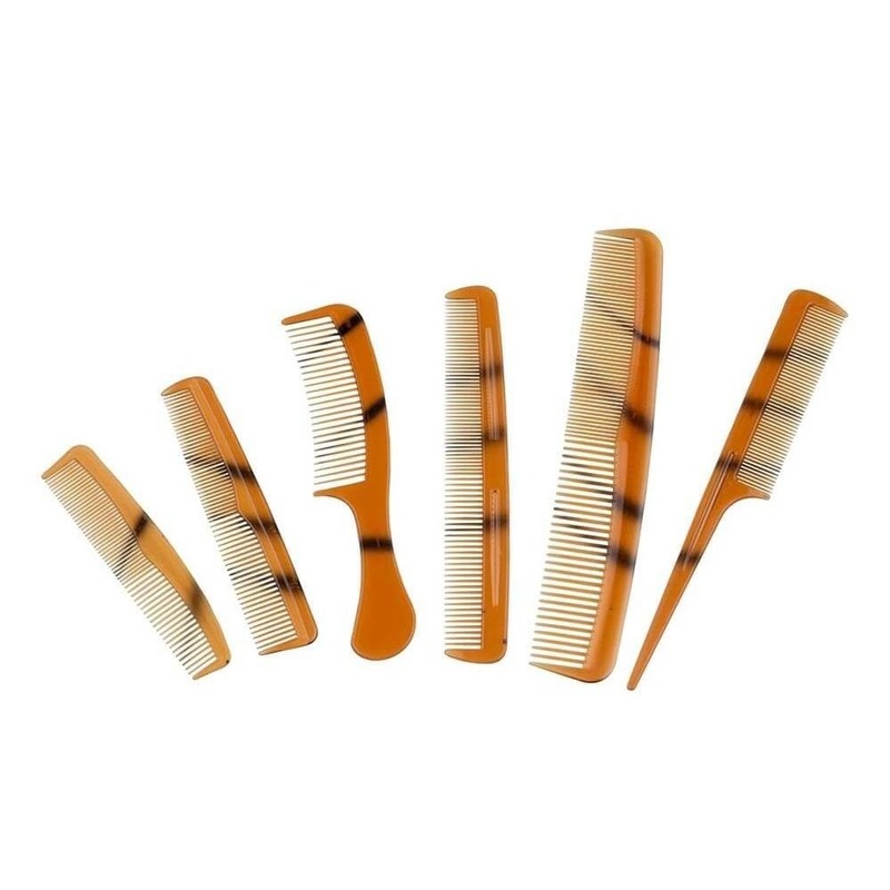 Merkloos Kammenset 6 delig - kunststof - diverse maten - 12 t/m 21 cm -