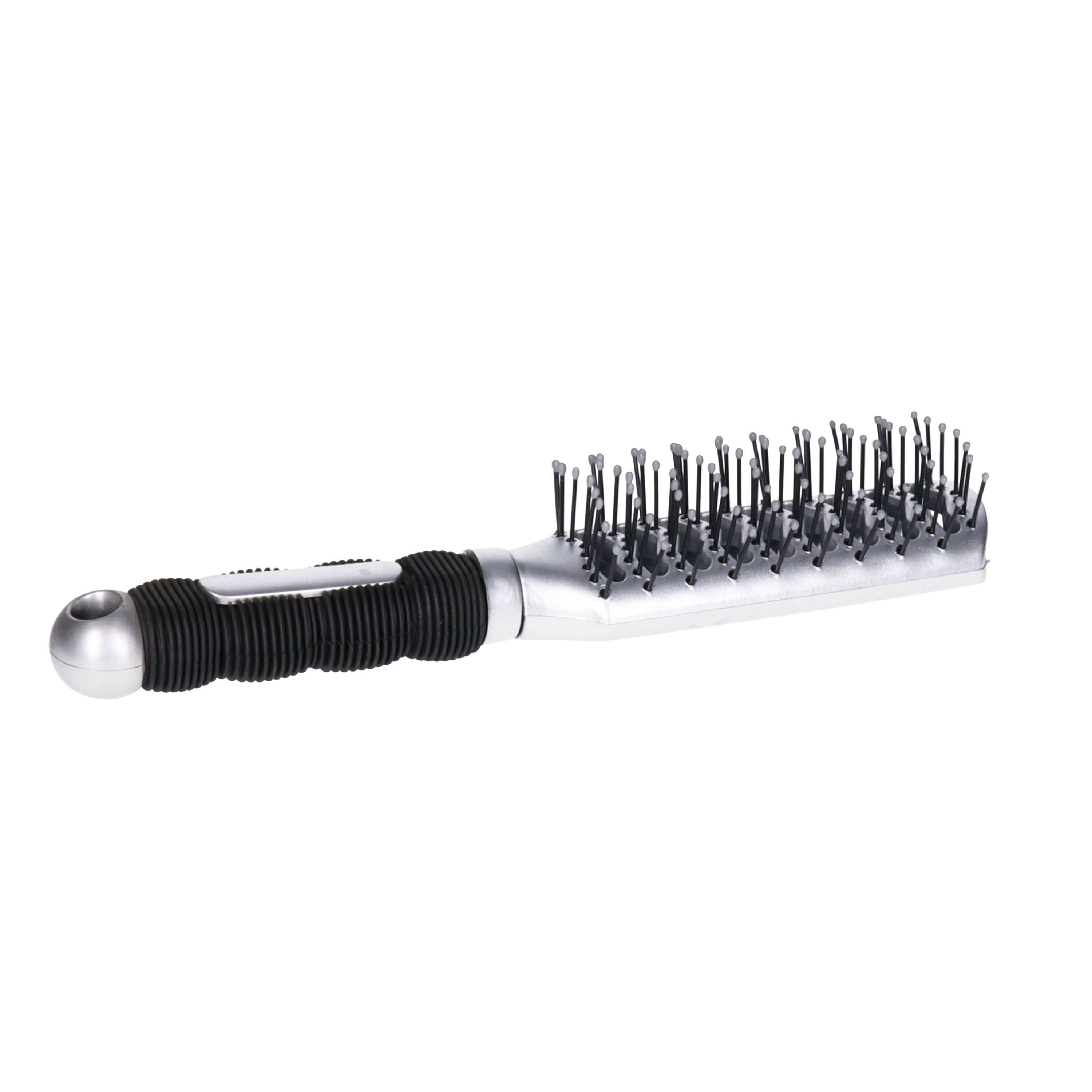 Merkloos Haarborstel Hairmaster - zilver met zwart handvat - 23 x 5 cm - kunststof - heren/dames/kinderen -