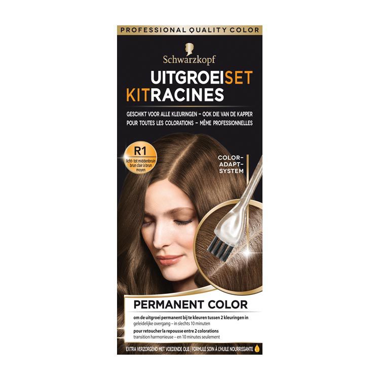 Schwarzkopf R1 licht- tot middenbruin haarverf uitgroeiset 11ml