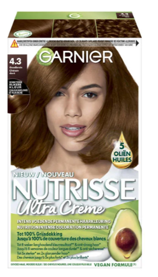 Garnier Nutrisse crème permanente haarverf 4.3 goud middenbruin verp.