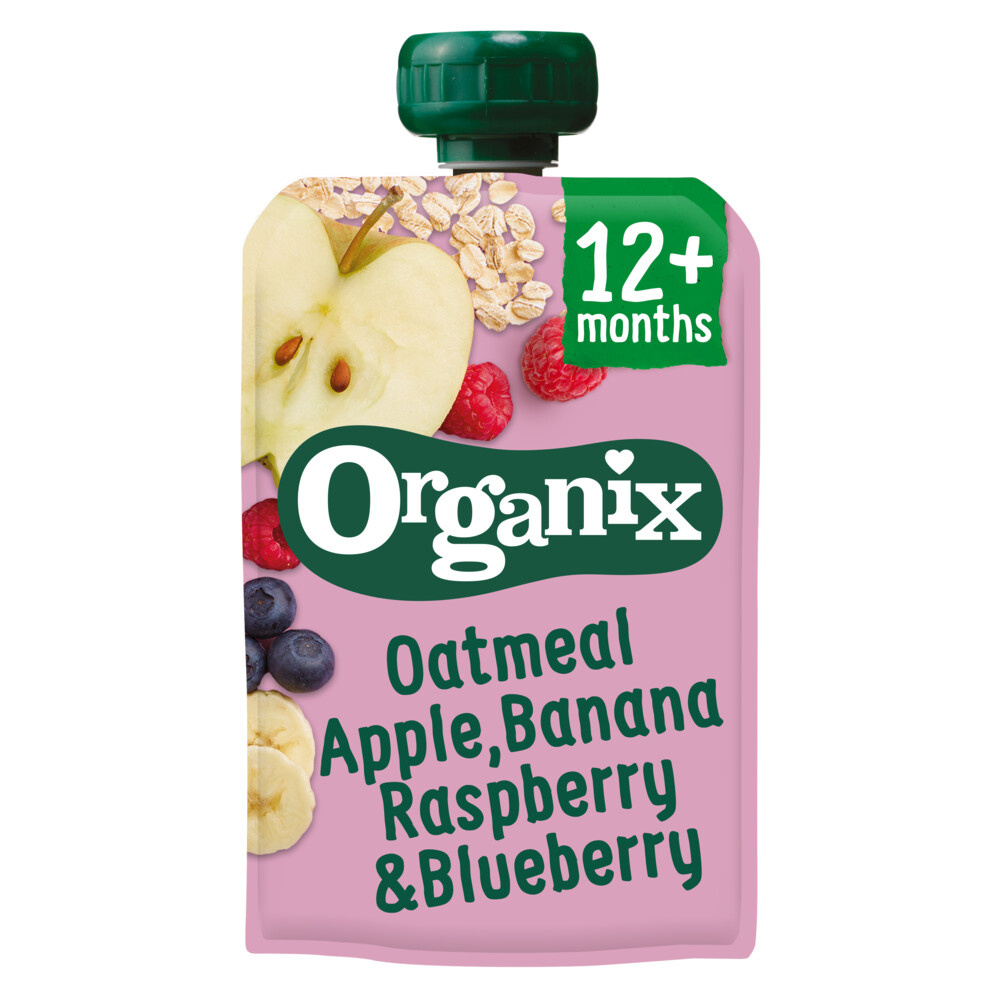 Organix  Knijpfruit - Havermout, Appel, Banaan, Framboos & Bosbes - 12+ maanden - 100 gram