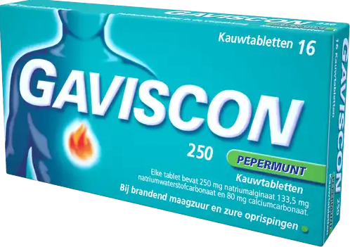 Gaviscon Pepermunt 250mg kauwtabletten 16st