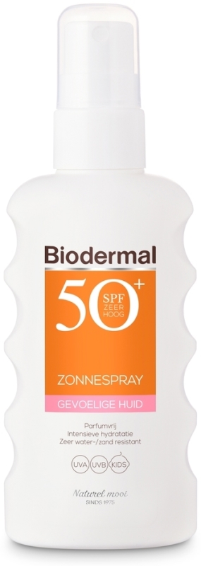 Biodermal Zonnebrand spray gevoelige huid spf50+ 175 ML