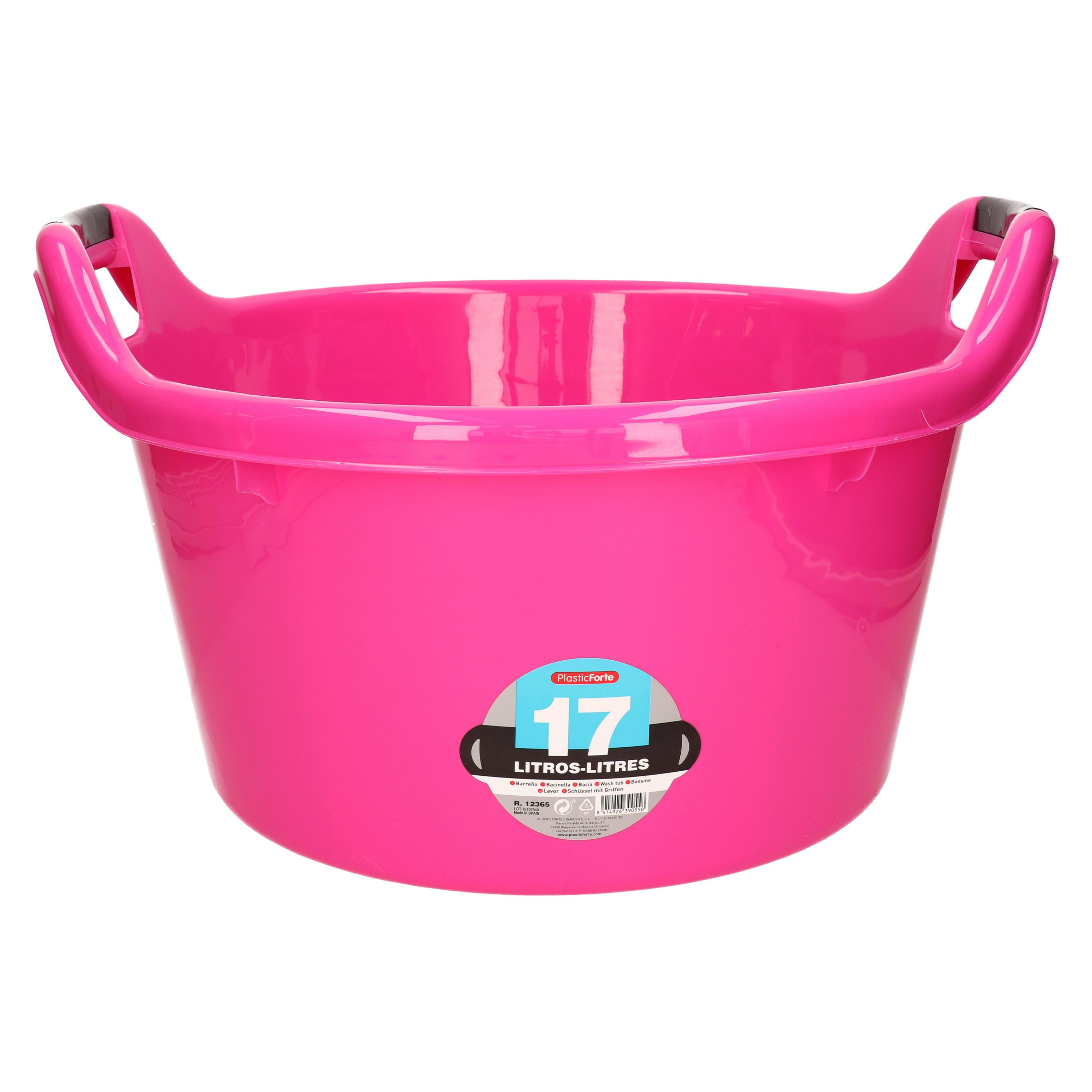 PlasticForte Plastic Forte Afwasbak - 15L - roze - x x 25 cm - met handvatten - teiltje -