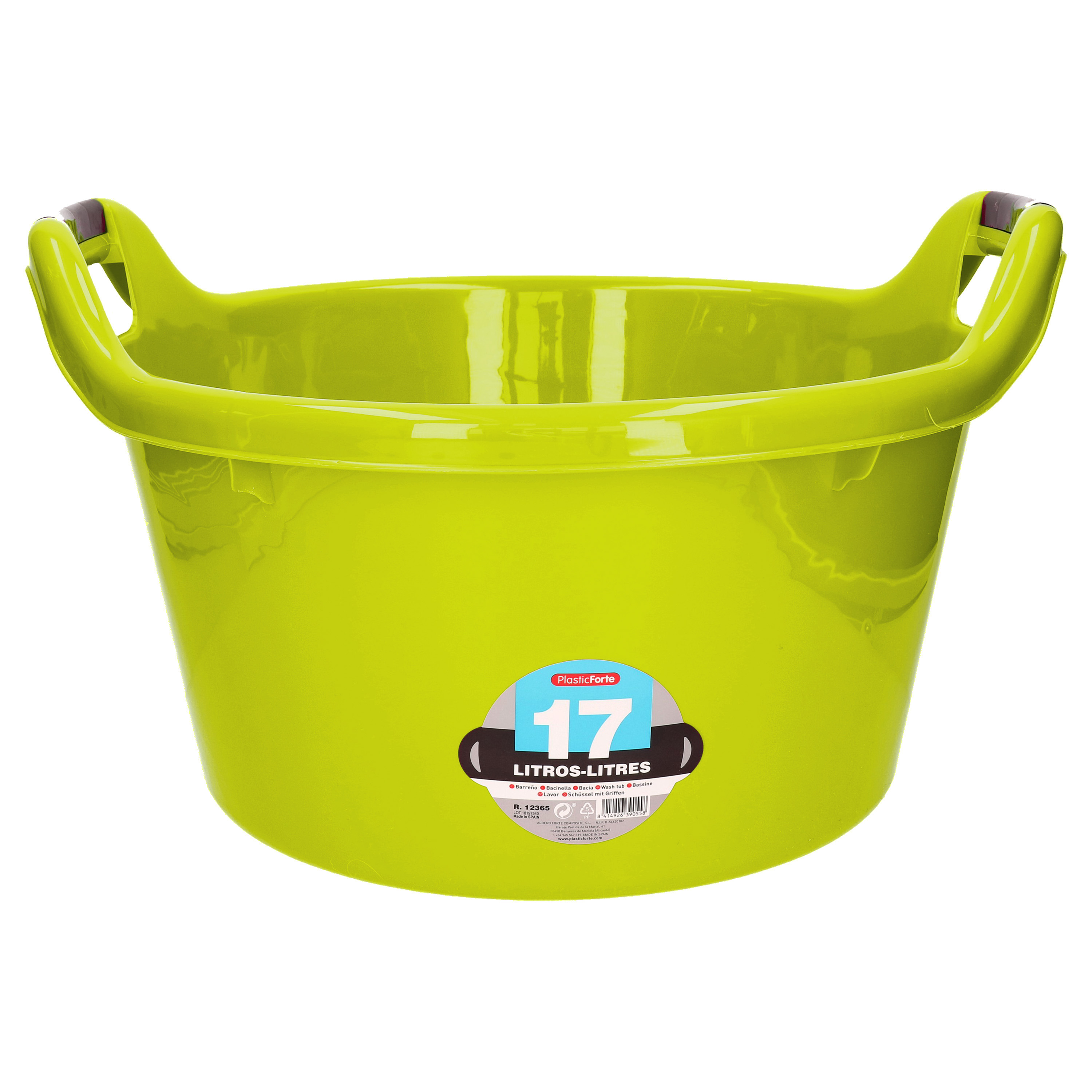 PlasticForte Plastic Forte Afwasbak - 17L - groen - x x 27 cm - met handvatten - teiltje -