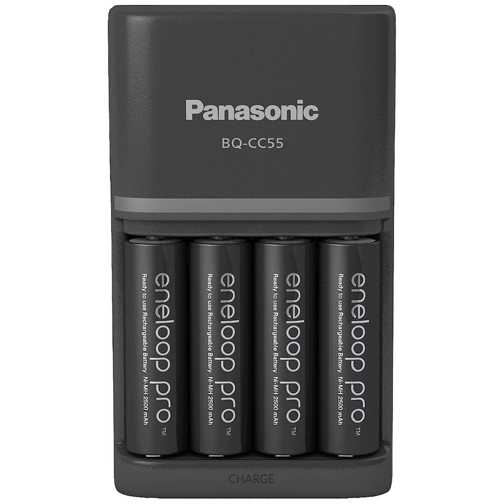 Panasonic Smart & Quick BQ-CC55 +4x eneloop Pro AA Lader voor accupacks NiMH AAA (potlood), AA (penlite)