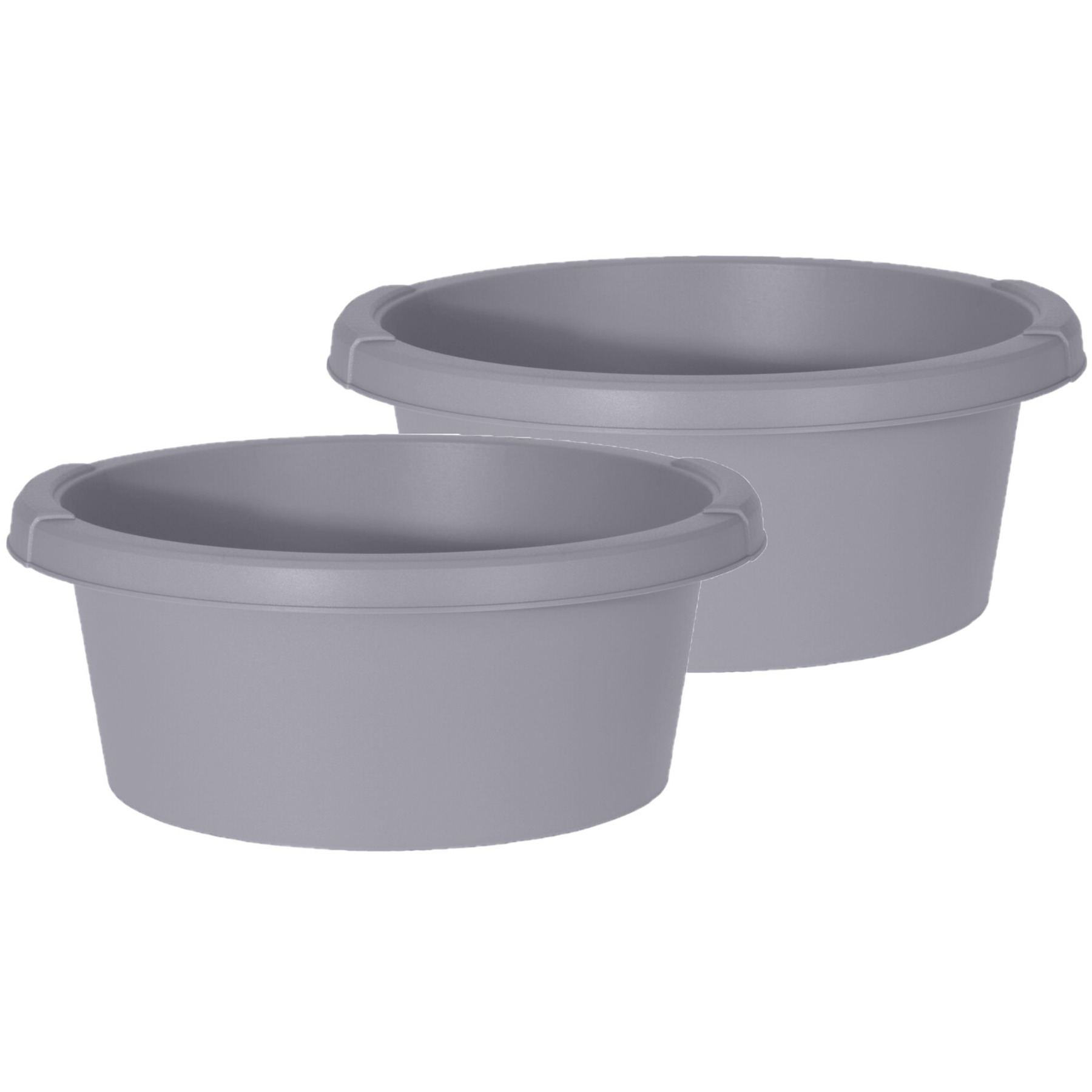 Excellent Houseware afwasteil/afwasbak - Set van 2x stuks - grijs - rond - kunststof - 6 liter -