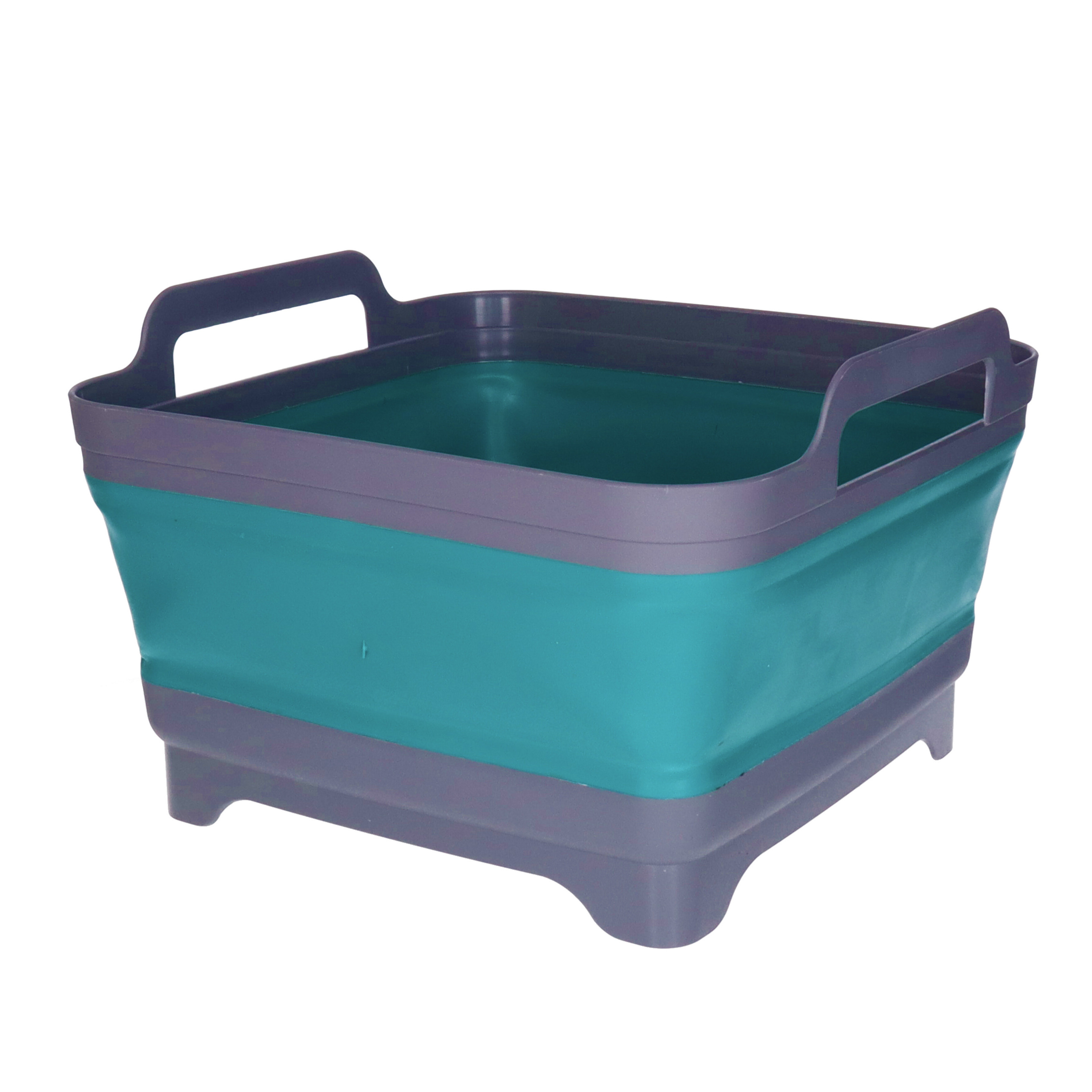 Merkloos Opvouwbare afwasteil/afwasbak - grijs/blauw - kunststof - 30 x 30 cm - keuken - reis accessoires -