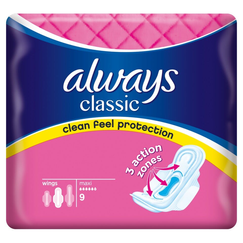 Always Klassieke Maxi Met Vleugels 9 st