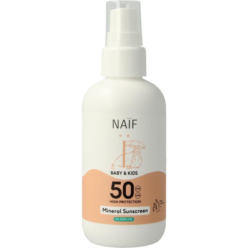 Naif Minerale zonnebrandspray baby & kids parfumvrij spf 50 100 ML
