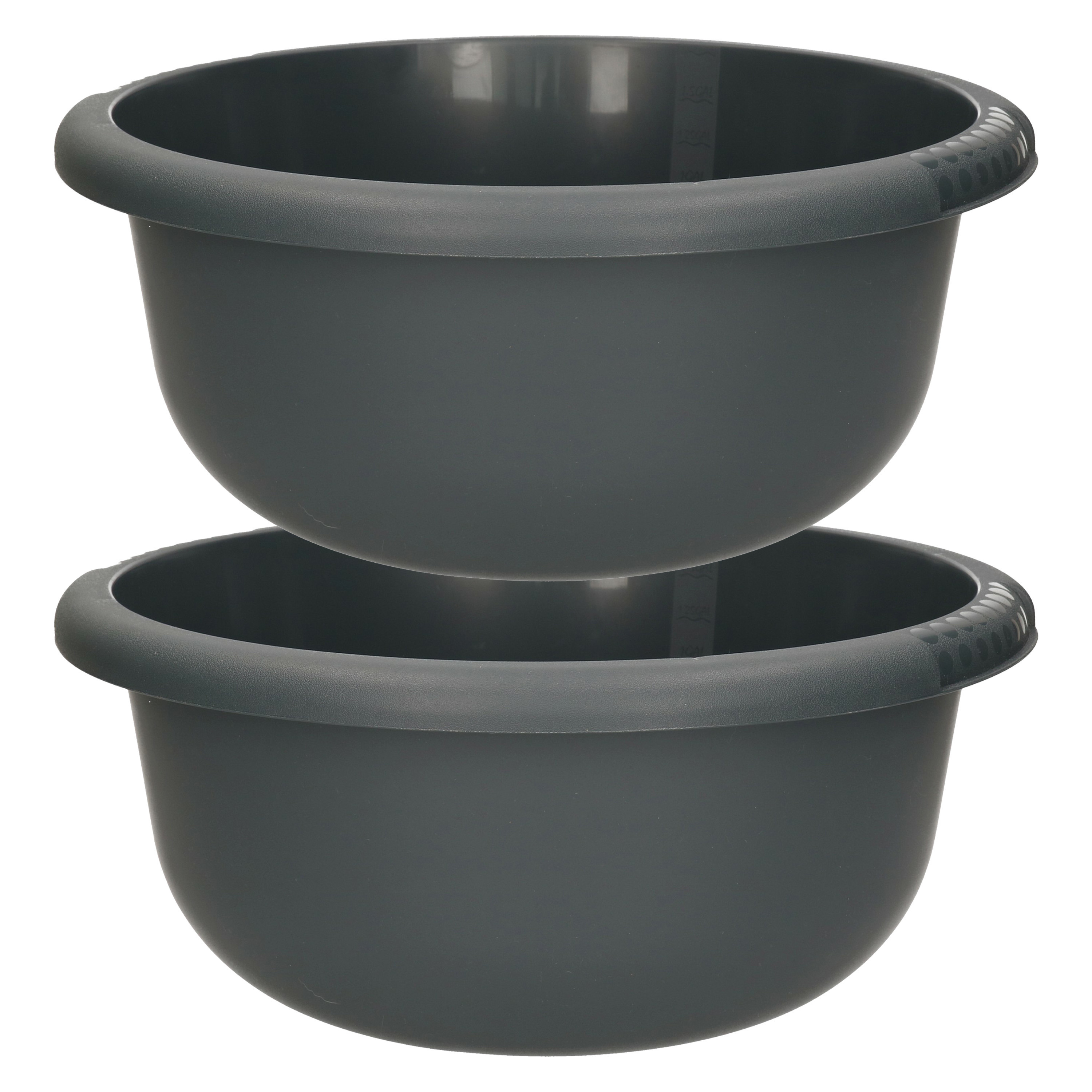 Urban Living Afwasteil - 2x - kunststof - 10 Liter - D34 x H13 cm - antraciet - teiltjes -