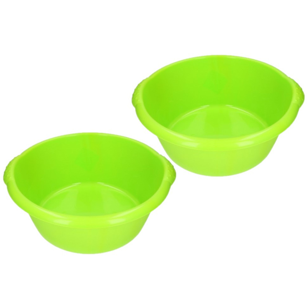 Merkloos 2x stuks groene afwasbak / afwasteiltje rond 15 liter -