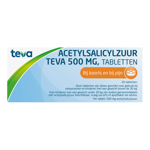 Teva Acetylsalicylzuur 500mg 20 tabletten