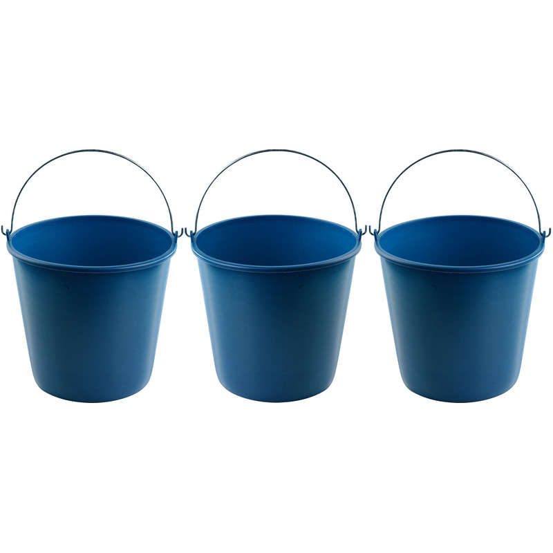 Hega Hogar 3x Blauwe schoonmaakemmers/huishoudemmers 16 liter 32 x 28 cm -