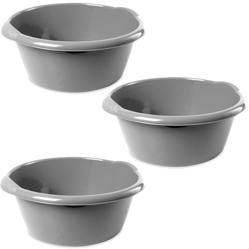 Hega Hogar Afwasteil - 3x - 15L - rond - zilver - x 17 cm - afwasbak -