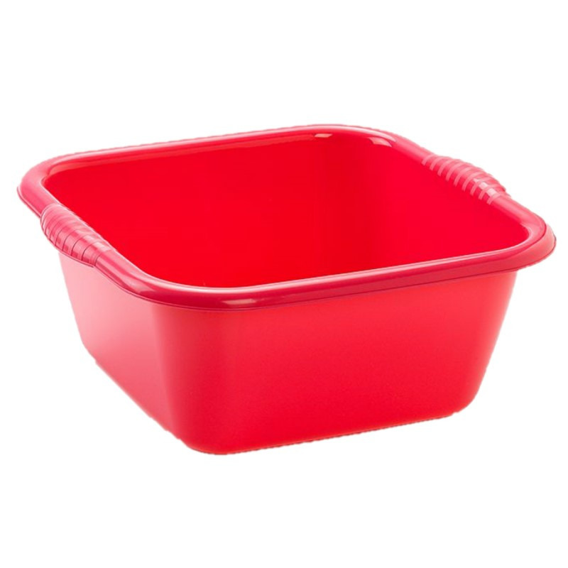 PlasticForte Set van 2x stuks kunststof teiltjes/afwasbakken vierkant 25 liter rood -