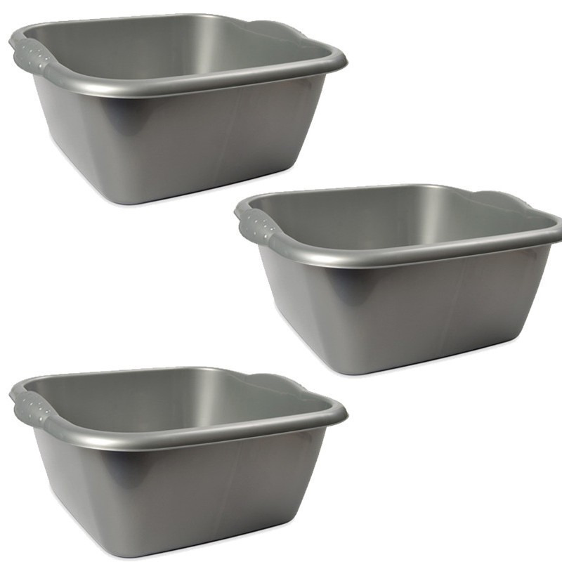 Hega Hogar Afwasteil - 5x - rechthoek - zilver - 6L - 28 x 25 x 13 cm - afwasbak -