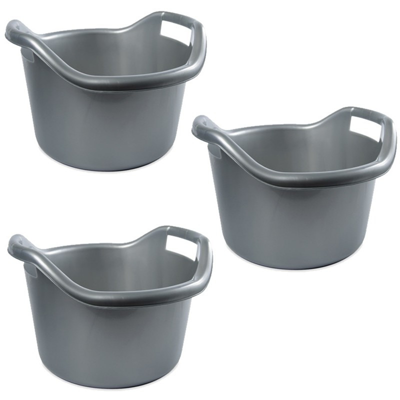 Hega Hogar 5x Schoonmaakemmers afwasteilen met hengsels 6 liter zilver 29 x 19 cm -
