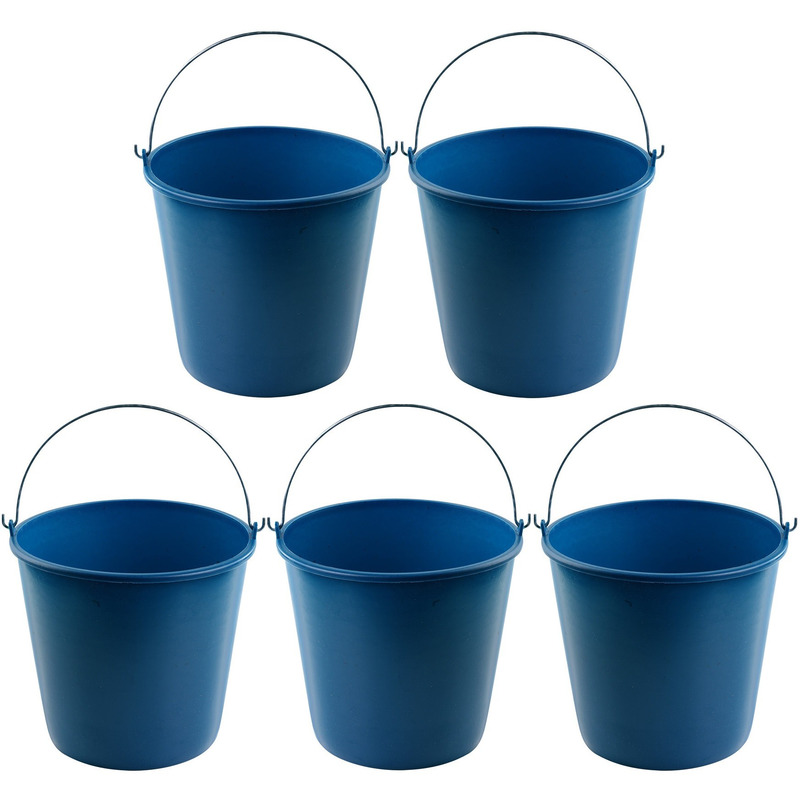 Hega Hogar 5x Blauwe schoonmaakemmers/huishoudemmers 16 liter 32 x 28 cm -