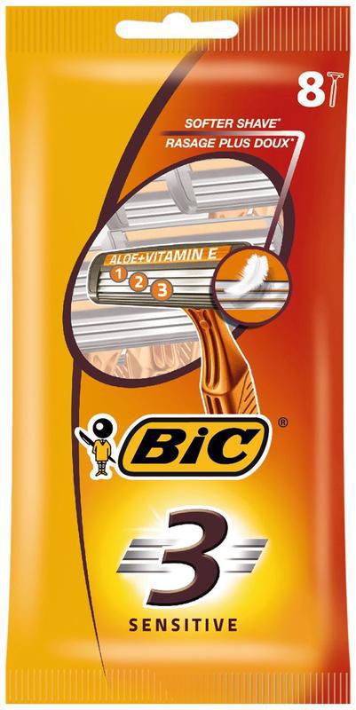 Bic 3 sensitive pouch wegwerpscheermesjes 8 stuks