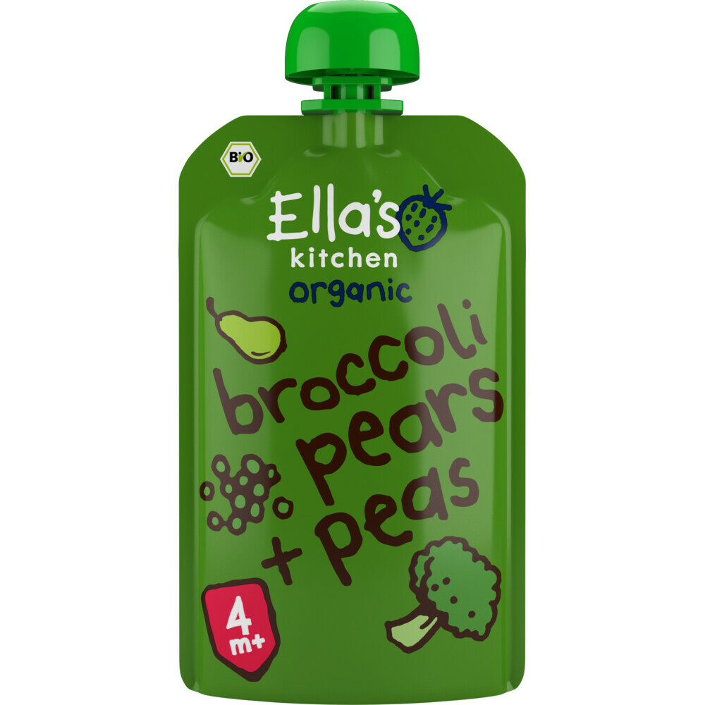 Ella's Kitchen Knijpzakje 4+ m Peer Broccoli Erwten 120 gr