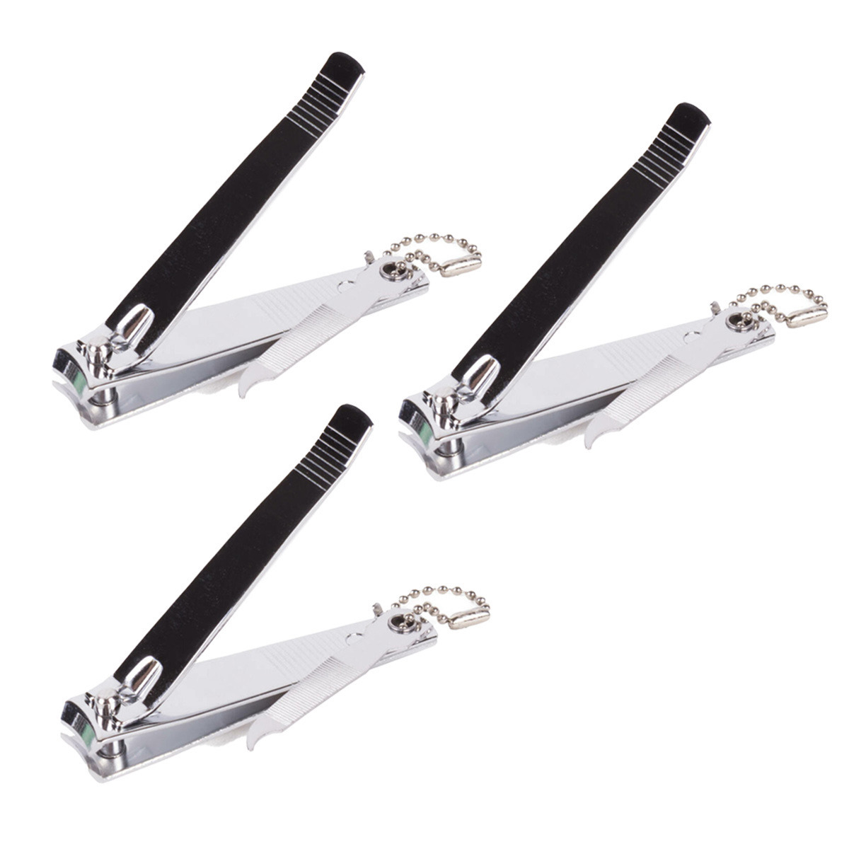 Benson Care Nagelknipper - 3x - met vijl - metaal - zilver - aan ketting - 8 cm - nagel verzorging -