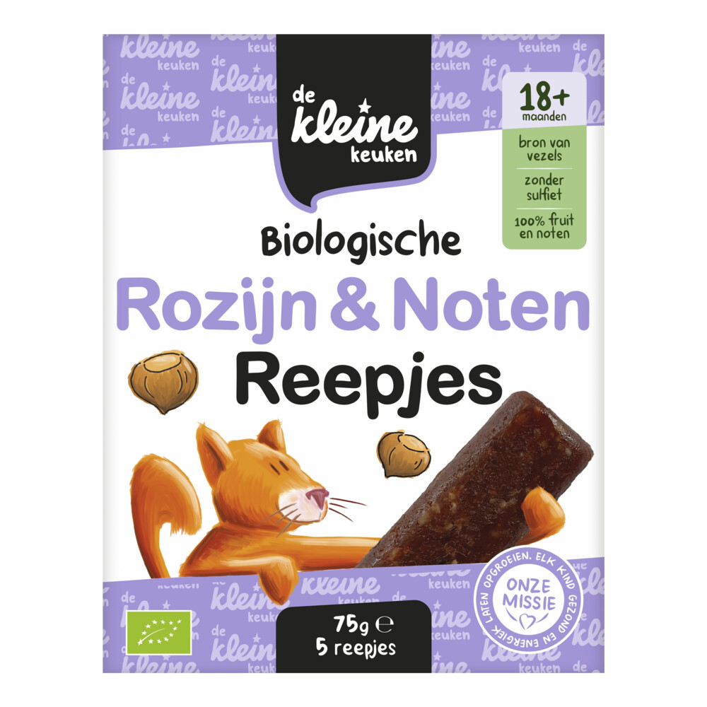 De Kleine Keuken Bio Rozijn&Noten Reepje 75 gr