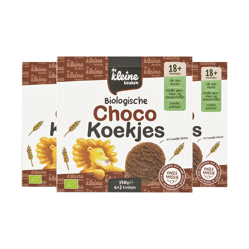De Kleine Keuken 3x  Bio Chocokoekjes 150 gr