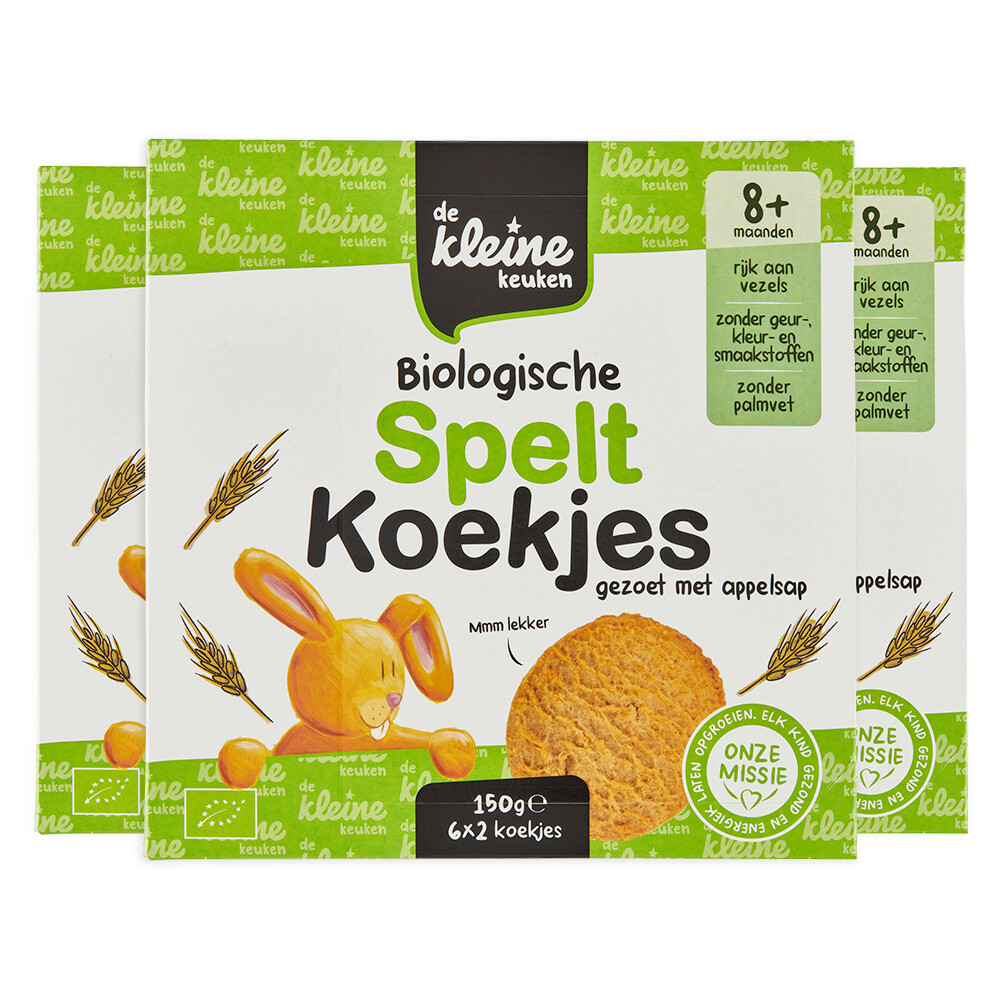 De Kleine Keuken 3x  Bio Speltkoekjes 150 gr
