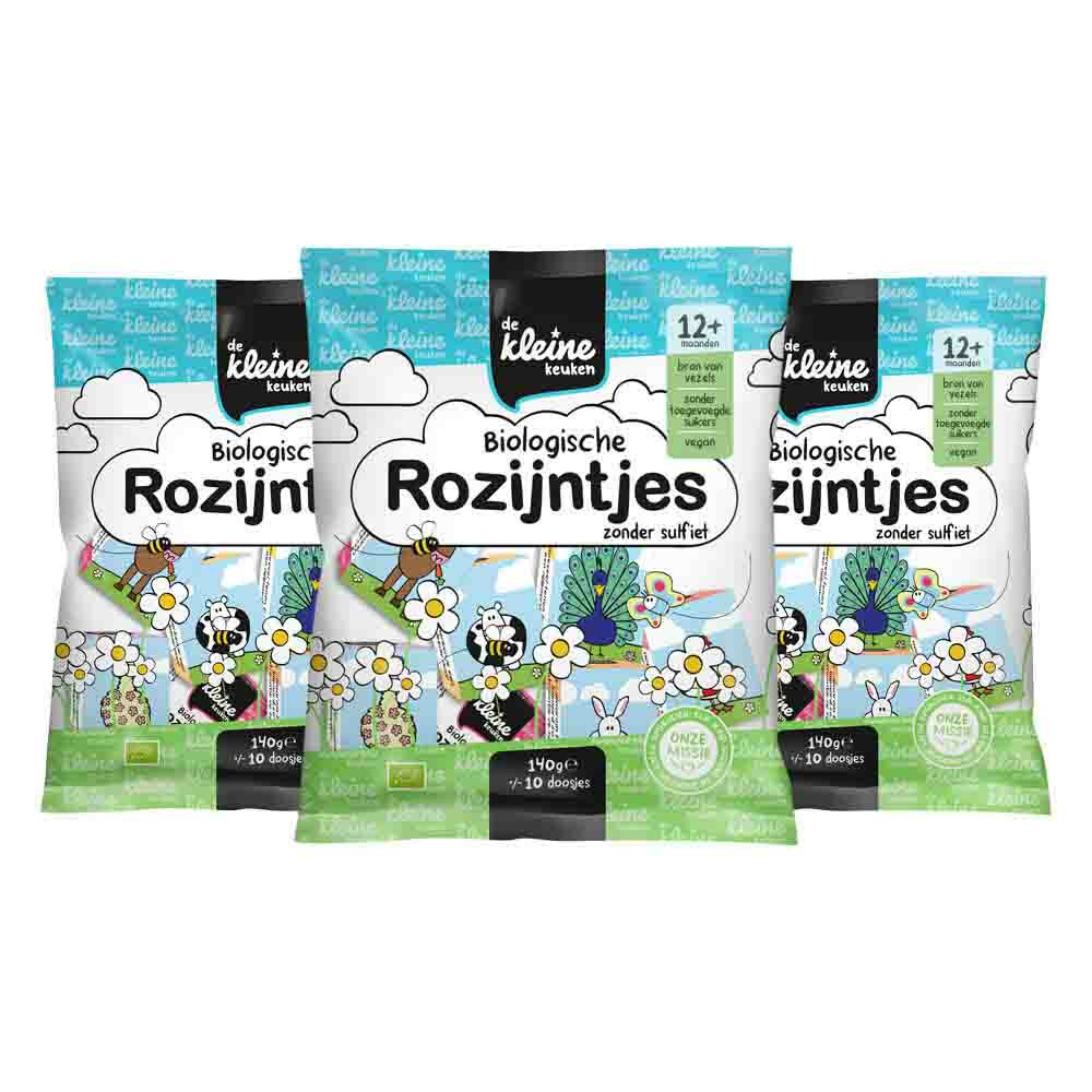 De Kleine Keuken 3x  Bio Rozijntjes 140 gr