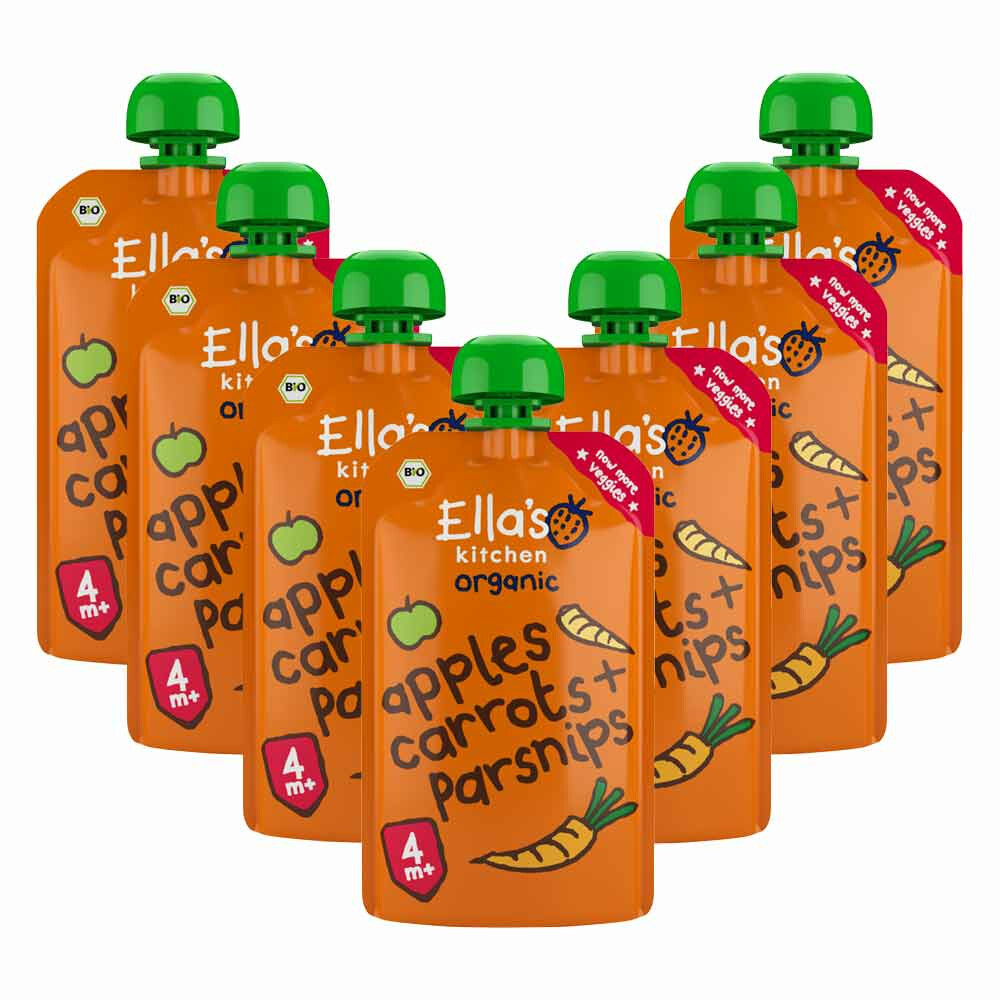 Ella's Kitchen 7x  Knijpzakje 4+ m Wortels Appels Pastinaak 120 gr