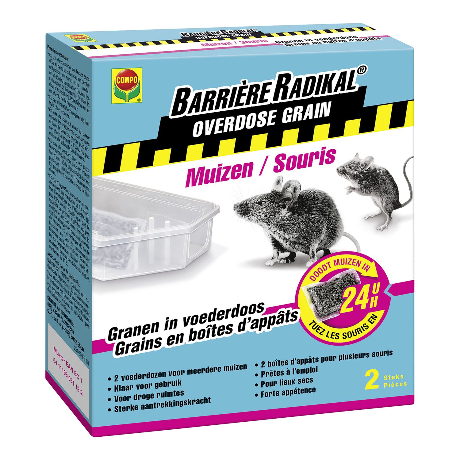 Compo Lokaas Barrière Radikal Overdose Granen Muizen - 20g In Voederdozen