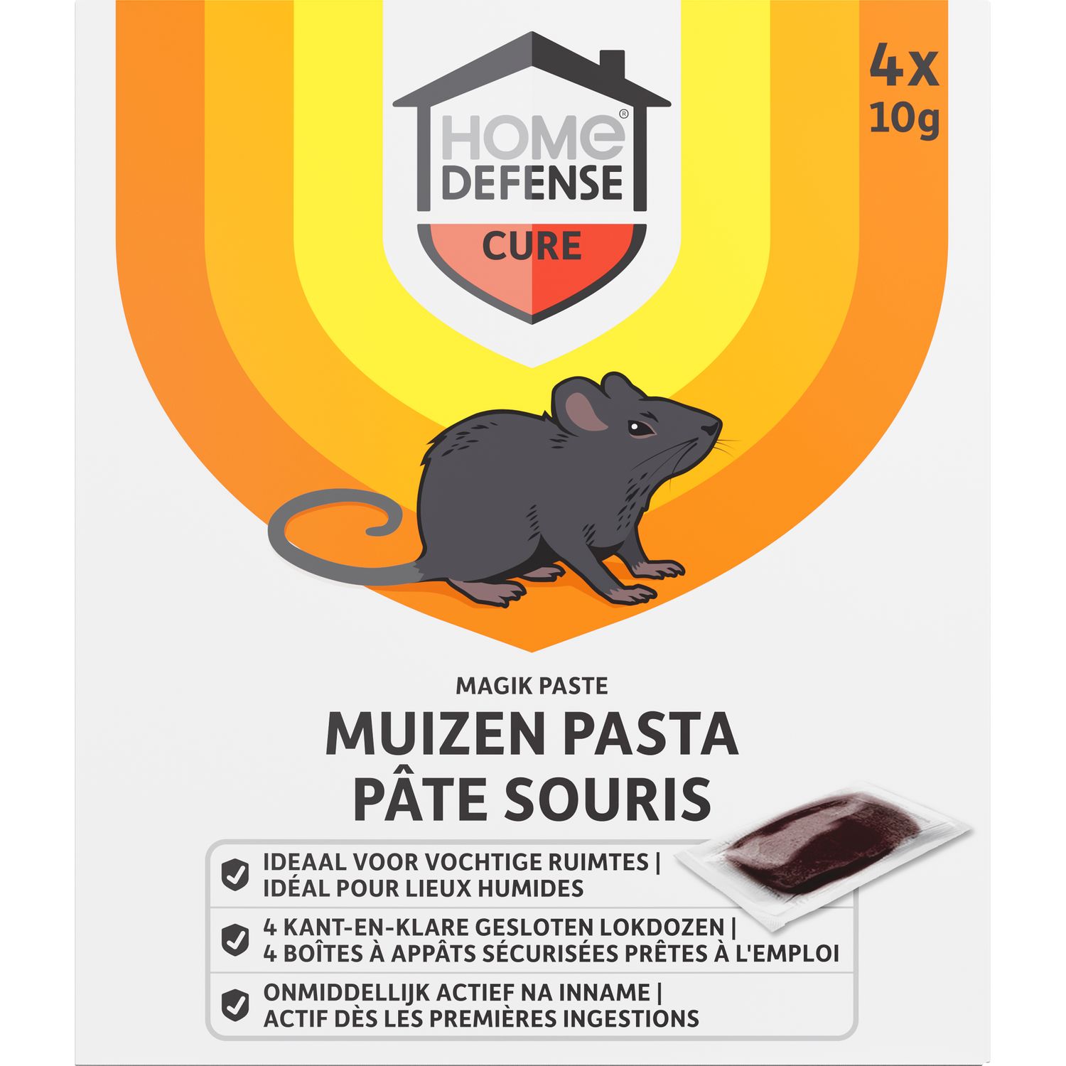 HOME DEFENSE Muizen Pasta Lokdoos - 4 Stuks