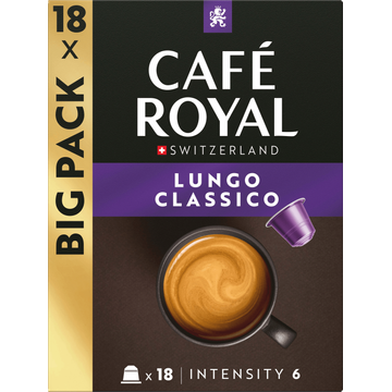 Cafe Royal afe Royal Lungo Classico Big Pack 18 Capsules 93 g bij Jumbo