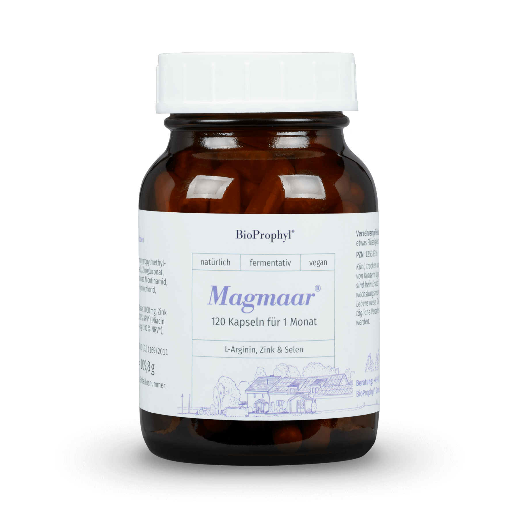 BioProphyl Magma 120 vegetarische capsules met 750 mg L-Arginine Basis en de sporenelementen zink en selenium