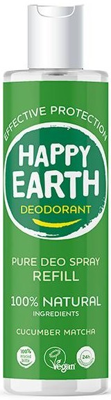 Happy Earth Pure deo spray cucumber matcha - navulling 300ml