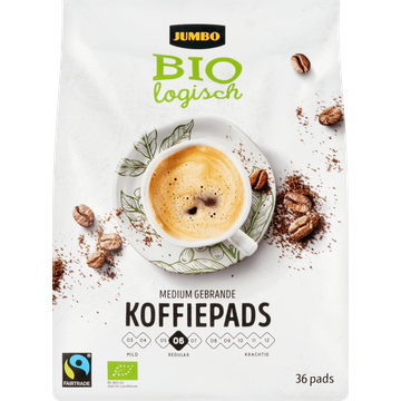 Jumbo umbo Biologisch Medium Gebrande Koffiepads 36 Stuks