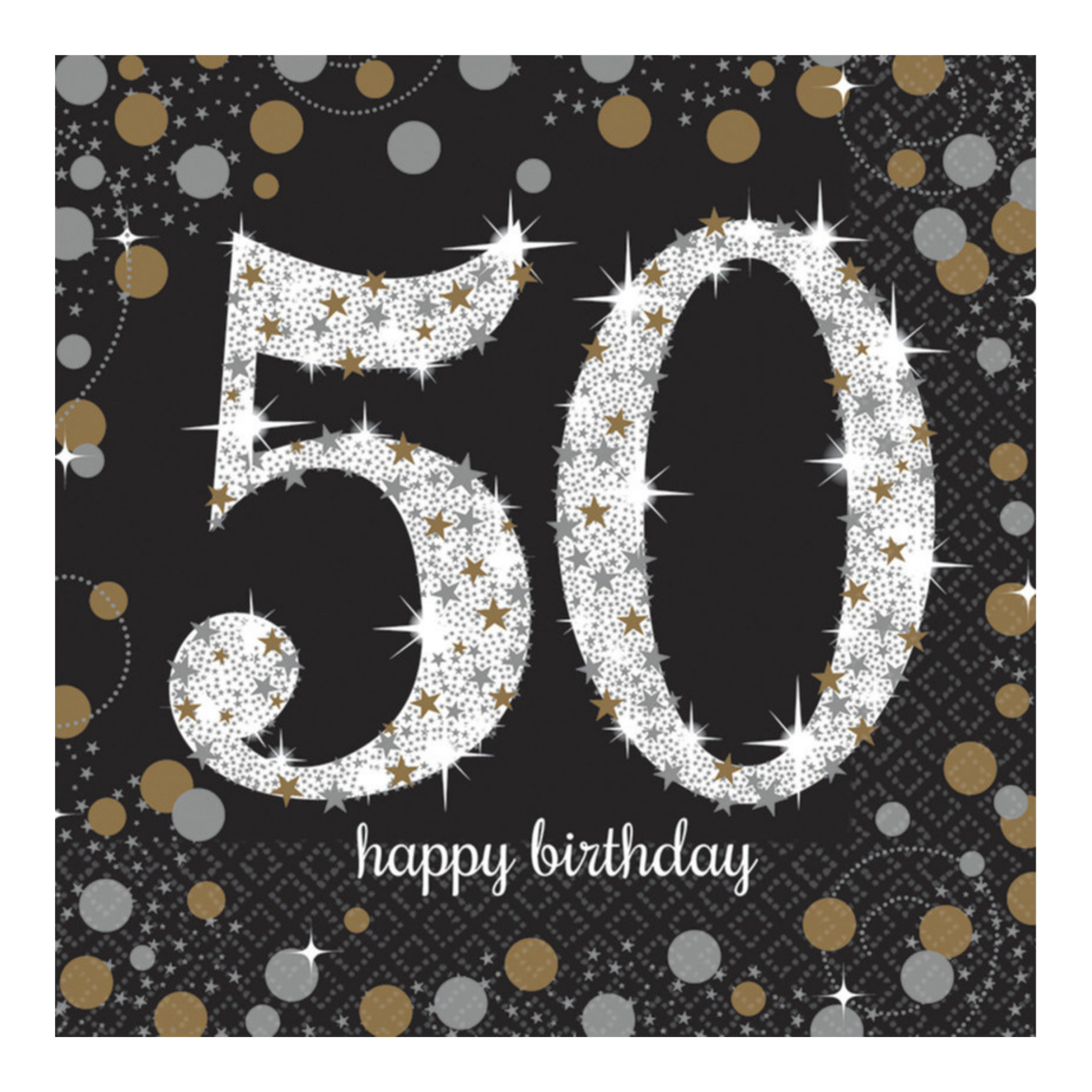 Amscan Servetten 50 jaar - 16x stuks - zwart - 33 x 33 cm -