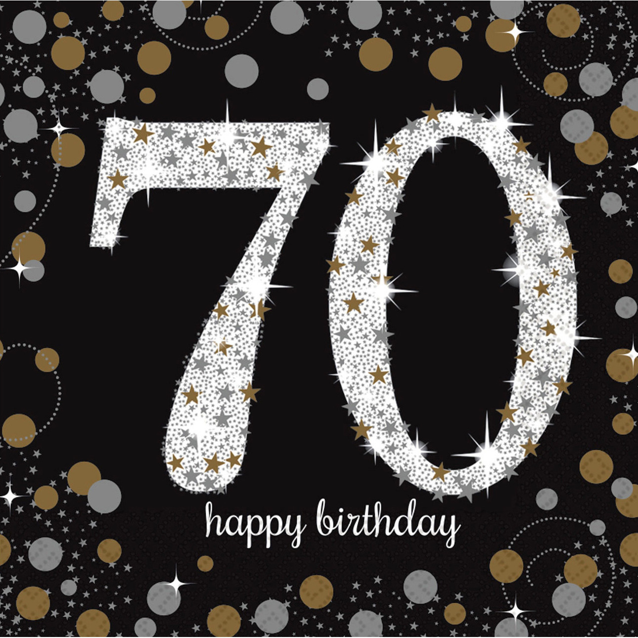 Amscan Feest servetten 70e verjaardag - 16x st - zwart - 33 x 33 cm -